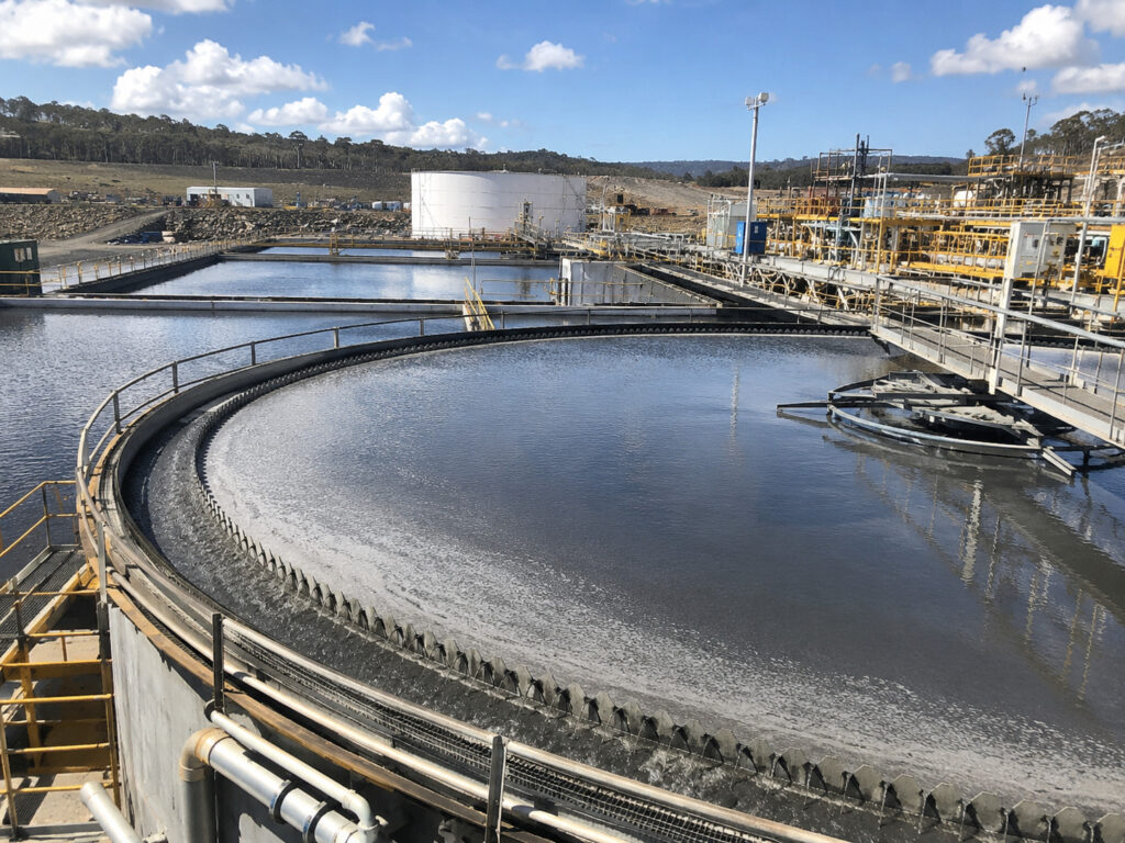 Industrial water treatment facility in daylight